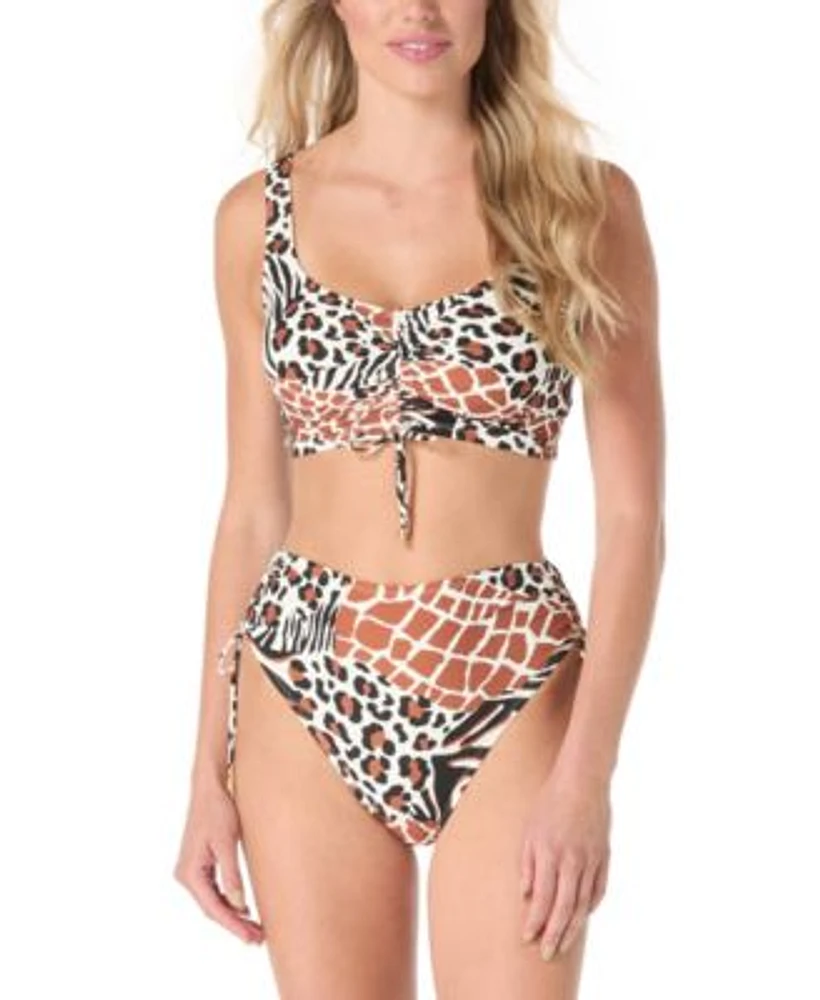 Coco Reef Womens Elevate Printed Ruched Underwire Bikini Top Inspire Printed Bikini Bottoms