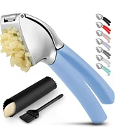 Zulay Kitchen Garlic Press Comfort Grip with Peeler and Brush