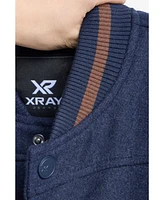 Boy's Wool Varsity Bomber Jacket With Grainy Pu Sleevees