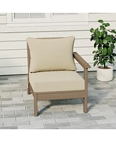 WestinTrends Outdoor Patio Hdpe Right Arm Facing Sectional Weathered Wood Corner Club Chair with Cushions
