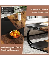 Tribesigns Coffee Table with Open Storage Shelf for Living Room, 39 Inch Large Wood Center Table Square Low Coffee Tables 2 Tier Farmhouse Tea Table w
