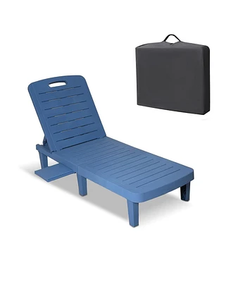 Slickblue Chaise Lounge Chair Patio Sunbathing Chair with 4 Level Adjustable Backrest & Hide Cup Holder