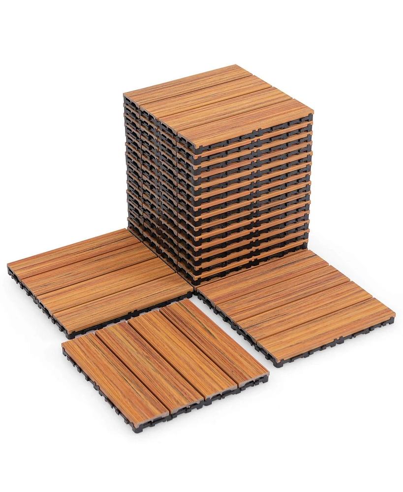 Costway Pcs Interlocking Deck Tiles Anti-slip Floor Tiles for Poolside All Weather