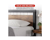 gaomon Industrial Full Size Bed Frame, Full Bed Platform with Wooden Headboard No Box Spring Needed