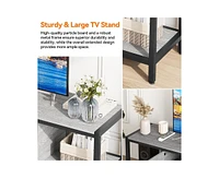 gaomon 58 Inch Tv Stand with Storage, Entertainment Center with Adjustable Legs, Mid Century Modern Tv Console up to 65 Inch