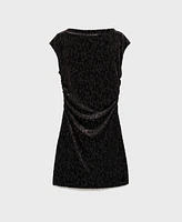 Mango Women's Short Leopard-Print Velvet Dress