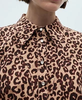 Mango Women's Leopard-Print Shirt Dress