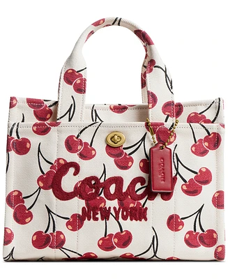 Coach Cherry-Print Canvas 26 Cargo Tote