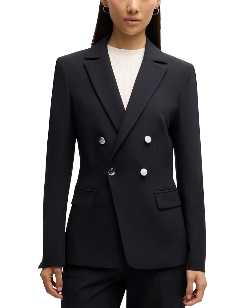 Boss by Hugo Boss Women's Double-Breasted Closure Slim-Fit Jacket
