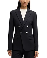Boss by Hugo Boss Women's Double-Breasted Closure Slim-Fit Jacket