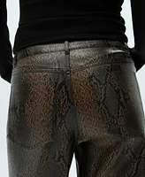 Mango Women's Straight Snakeskin-Effect Pants