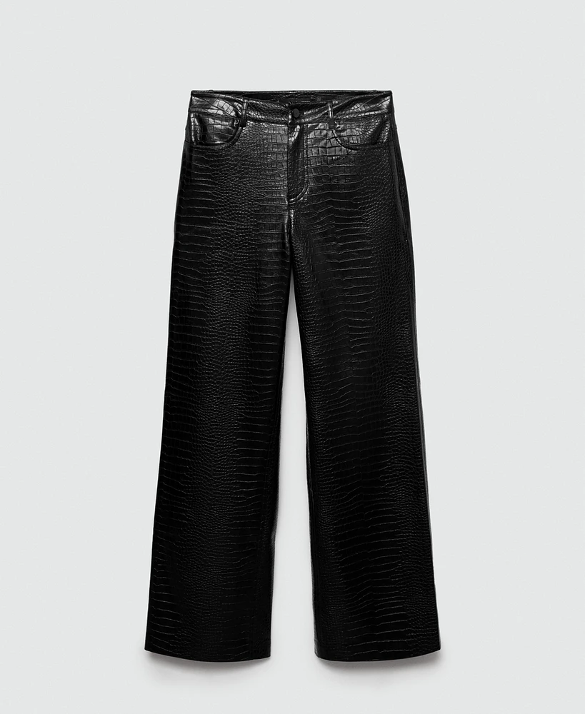 Mango Women's Straight Snakeskin-Effect Pants