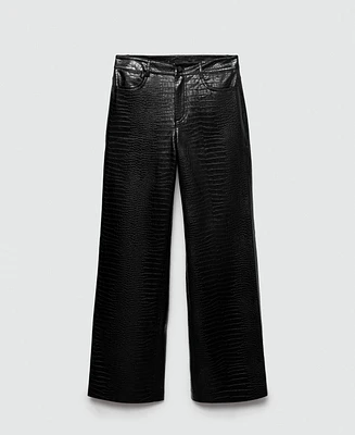 Mango Women's Straight Snakeskin-Effect Pants