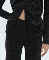 Mango Women's Lurex-Knit Flared Pants