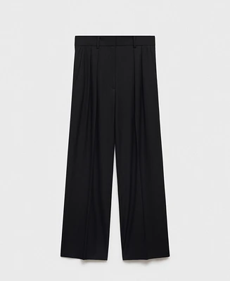 Mango Women's Wide Leg Pleated Pants