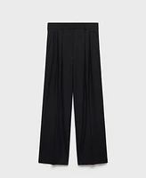 Mango Women's Wide Leg Pleated Pants