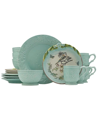 Fitz and Floyd English Garden Bird Accent 16 Pc. Dinnerware Set, Service for 4