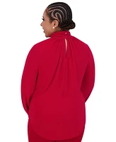 Kasper Women's Twisted Mock Neck Long-Sleeve Top Regular & Plus