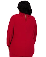 Kasper Women's Twisted Mock Neck Long-Sleeve Top Regular & Plus