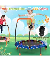 Gymax 36'' Mini Toddler Trampoline w/ Led Bluetooth Speaker Detachable Handle Kids Gifts