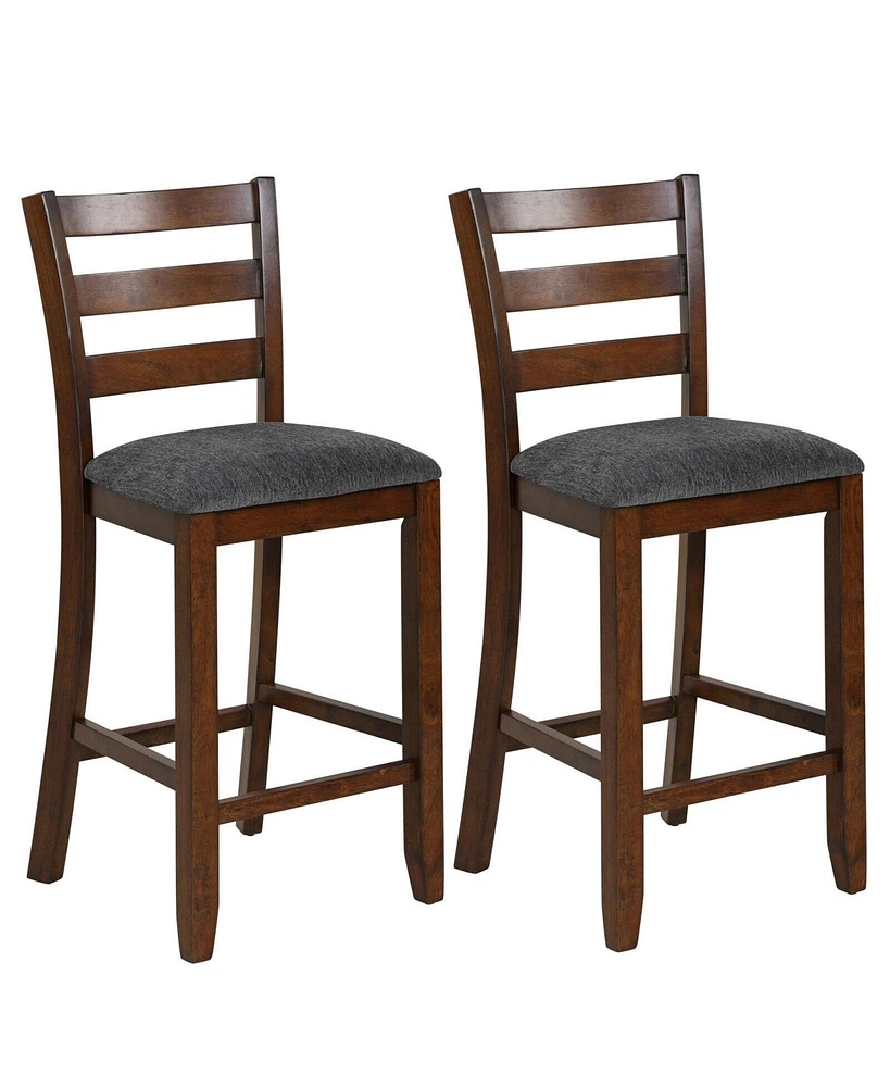 Gouun 2 Pieces Counter Height Chairs with Fabric Seat and Rubber Wood Legs