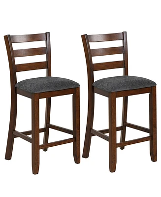 Gouun 2 Pieces Counter Height Chairs with Fabric Seat and Rubber Wood Legs