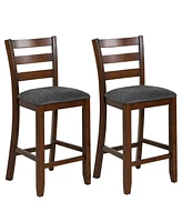 Gouun 2 Pieces Counter Height Chairs with Fabric Seat and Rubber Wood Legs