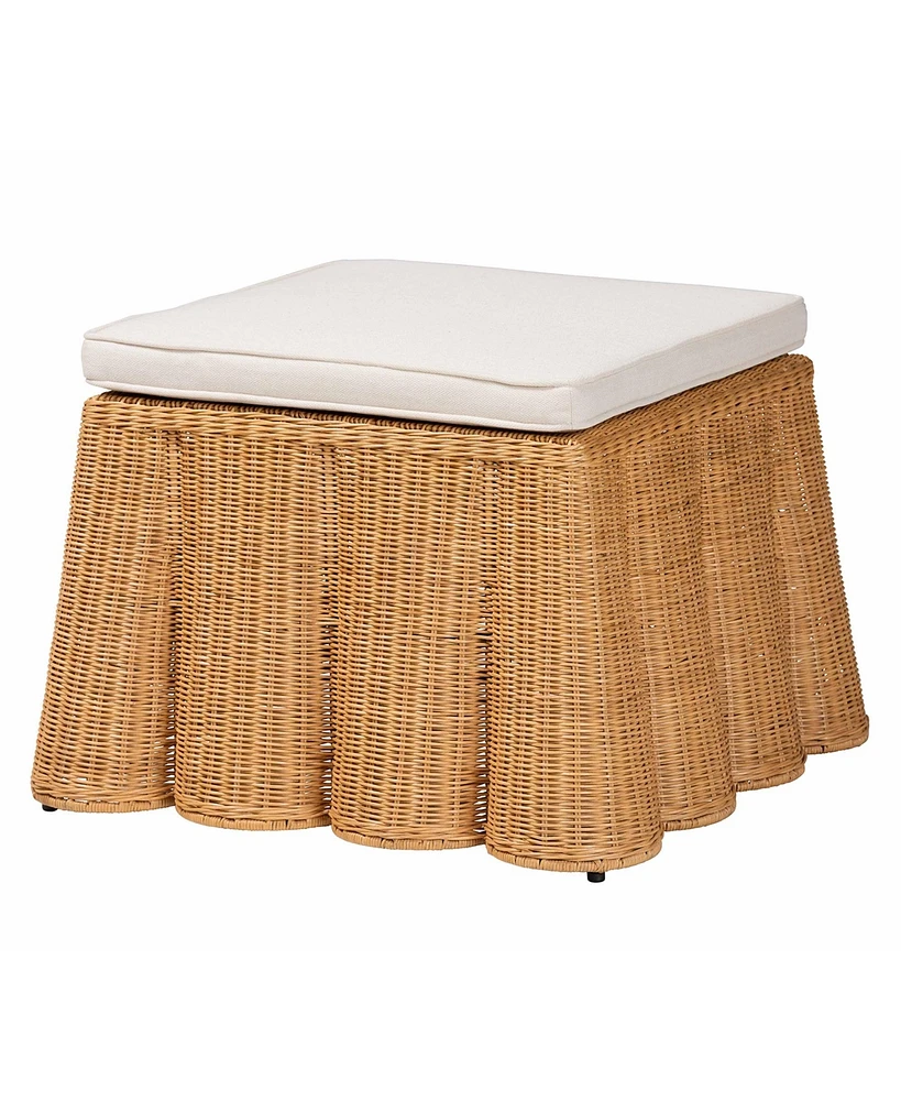 bali & pari Palm Bohemian Honey Scallop Rattan Ottoman