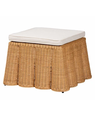 bali & pari Palm Bohemian Honey Scallop Rattan Ottoman