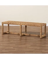 bali & pari Cipally Bohemian Seagrass and Mahogany Wood Accent Bench