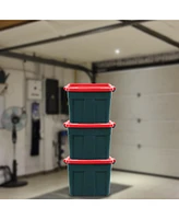 Rubbermaid Roughneck 18 Gal Plastic Holiday Storage Tote, Green and Red (6 Pack)