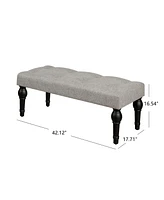 The Pop Home Upholstered Ottoman Bench with Thickened Column Legs for Bedroom, Living Room, or Entryway-The Pop Home