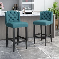 The Pop Home 31" Tufted Wingback Bar Stools,Set of 2,for Kitchen Island or Bar-The