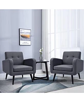 Gouun Modern Upholstered Comfy Accent Chair Single Sofa with Rubber Wood Legs