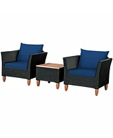 Gouun 3 Pieces Outdoor Patio Rattan Furniture Set