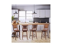 Gouun 2 Pieces 24.5 Inch Bar Stools with Rattan Back and Swivel Seat