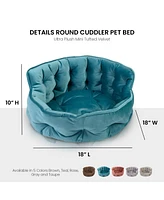 Details Ultra Plush Mini Tufted Velvet Round Cuddler Pet Bed, Dog Bed for Small Dogs and Cats