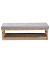 Baxton Studio Linda Modern and Rustic Grey Linen Fabric Upholstered and Greywashed Wood Storage Bench