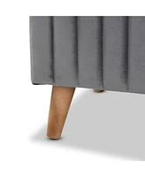 Baxton Studio Hanley Modern and Contemporary Grey Velvet Fabric Upholstered and Walnut Brown Finished Wood Storage Ottoman