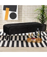 Baxton Studio Caine Modern and Contemporary Velvet Fabric Upholstered and Dark Brown Finished Wood Storage Bench