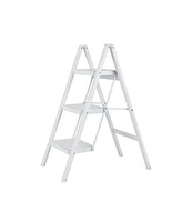 Flynama Foldable 3-Step Iron Ladder, Load-Bearing Capacity 330 lbs，with Non-Slip and Widened Steps