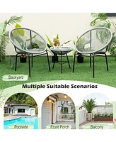 Gouun 3 Pieces Patio Acapulco Furniture Bistro Set with Glass Table