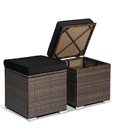 Gouun 2 Pieces Patio Ottoman with Hidden Storage Space