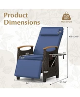 Gouun Patio Wicker Recliner Chair with Adjustable Backrest and Footrest