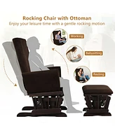 Gouun Baby Nursery Relax Rocker Rocking Chair Glider and Ottoman Cushion Set