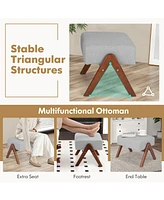 Gouun Rocking Chair with Ottoman, Solid Wood Frame and Padded Cushion