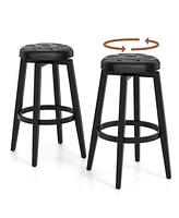 Gouun 360° Swivel Upholstered Rubberwood Frame Bar Stool Set of 2 with Footrest- inches