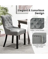 Gouun Upholstered Dining Chairs Set of 2 Tufted Wingback Chairs with Rubber Wood Legs