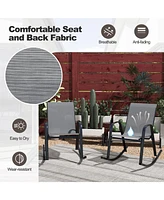 Gouun Set of 2 Metal Patio Rocking Chair with Breathable Seat Fabric