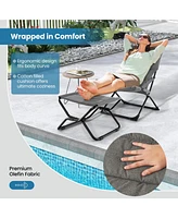 Gouun Patio Folding Sling Chair with Ottoman Footrest and Removable Cushion
